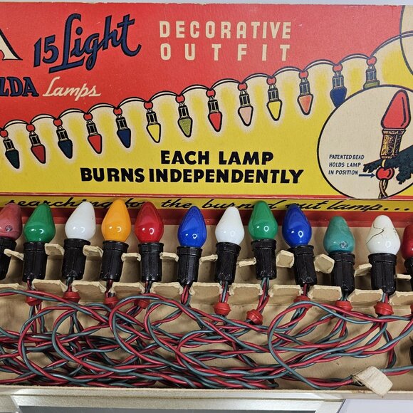 Vintage 15 Working Noma Christmas Lights Red Rings Original Festive Box - Picture 6 of 16